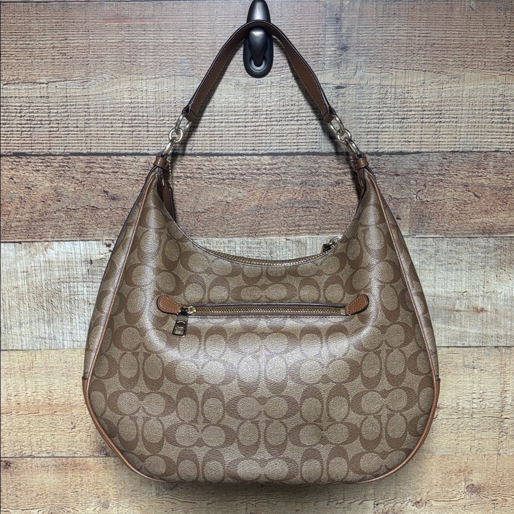Coach Harley Hobo Tan signature C Shoulder Saddle Bag purse tote - Picture 7 of 16